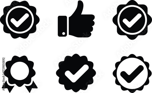 Collection of positive affirmation icons and symbols for approval and quality