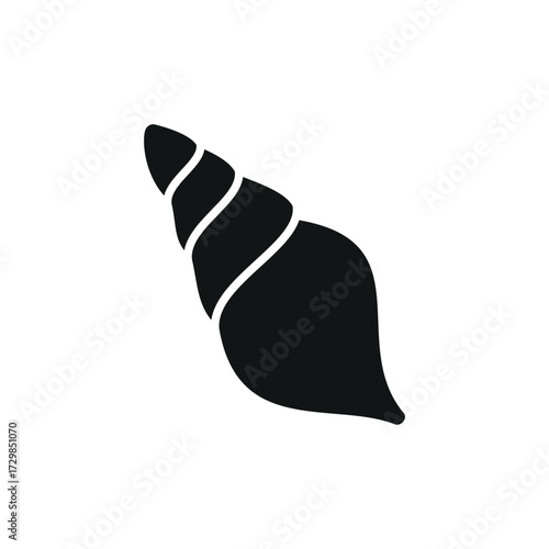 Seashell conch icon in glyph style for nautical, sea life, and summer visuals.