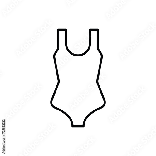 Blackoutlined white bathing suit with rounded straps