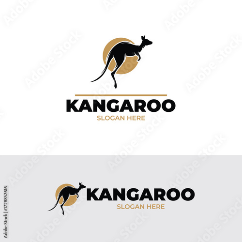 Silhouette of kangaroo logo design 