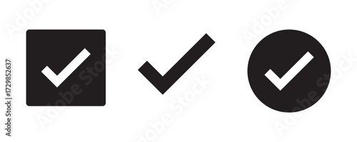 Green check mark icon. Check mark vector icon. Checkmark Illustration. Vector symbols set ,green checkmark isolated on white background. Correct vote choise isolated symbol.