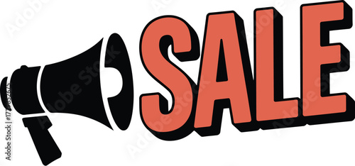 Megaphone announcing a big sale with bold, impactful lettering