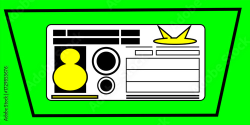 Illustration of Individual Number Card (My Number Card) in a speech bubble, front side. The card is black on a green background, all around it is transparent.