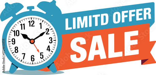 Urgent sale alert with a ticking clock indicating limited time offer