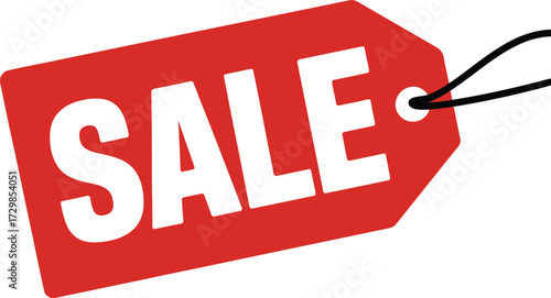 Bright red sale tag with white lettering, perfect for promotions and discounts.