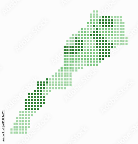 Morocco dotted map. Digital style map of the country on white background. Morocco shape with square dots. Colored dots style. Large size squares. Amazing vector illustration.