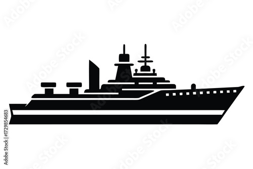warship silhouette icon. Vector clipart black illustration design