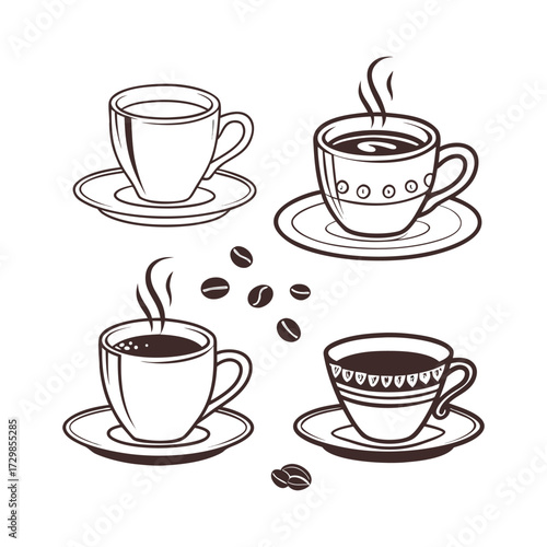 Vector set of coffee cups.