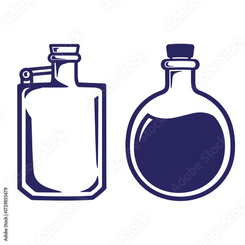 Vector illustration of two bottles design perfect for laboratory or potion concepts