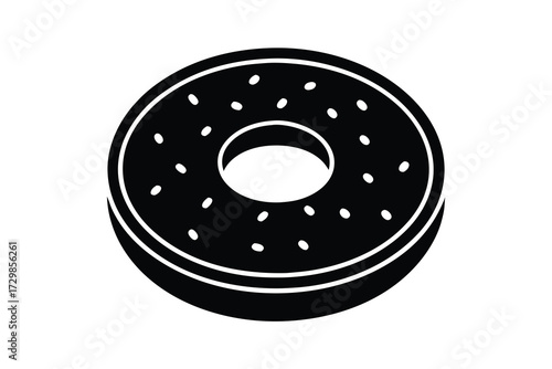 bagel silhouette icon. Vector clipart black illustration design