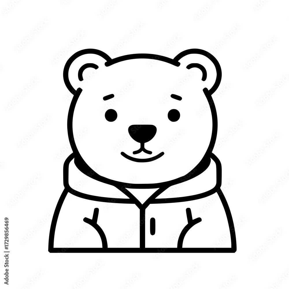 Naklejka premium Cute Bear Vector brings warmth, comfort, and a touch of joy to every project. Symbolizing kindness and gentle companionship, the artwork is perfect for baby apparel, storybooks, stickers, or cozy-them