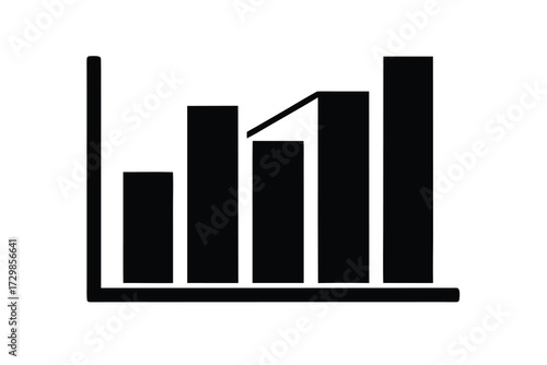 bar chart silhouette icon. Vector clipart black illustration design