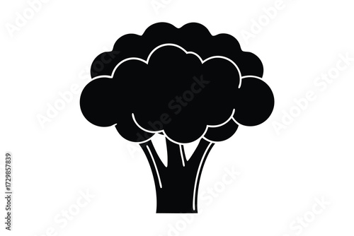 broccoli silhouette icon. Vector clipart black illustration design