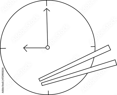 sketch of wall clock icon and chopstick icon