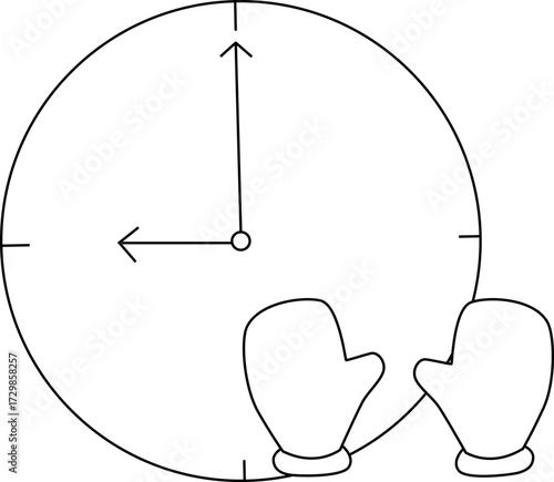 sketch of wall clock icon and glove icon