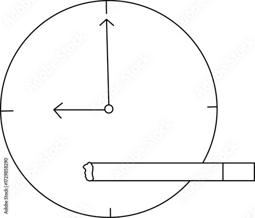 sketch of wall clock icon and cigarette coin icon