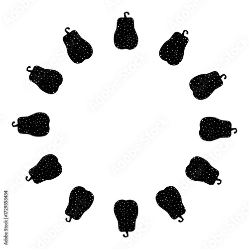 Creative text frame made of black pumpkins with white polka dots. Halloween,  traditional holiday. One vector illustration isolated on  white background.