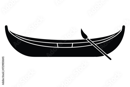 canoe silhouette icon. Vector clipart black illustration design