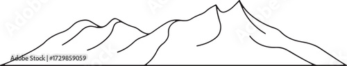 Mountain Range Outline Silhouette. Contour Chain For Traveling. Nature Vector Illustration