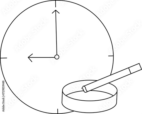sketch of wall clock icon and cigarette ashtray icon