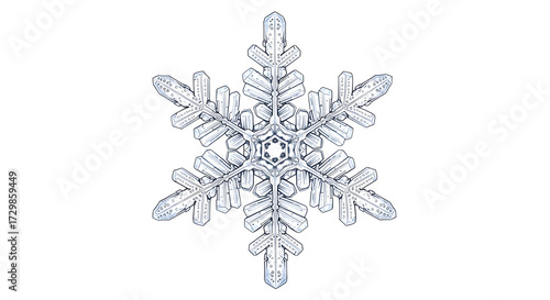 Detailed snowflake isolated on transparent background, showcasing the intricate beauty of winters crystalline formations, perfect for seasonal designs and festive themes