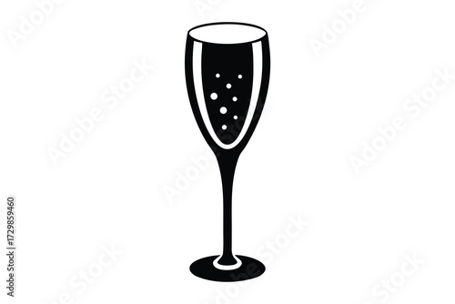 champagne glass silhouette icon. Vector clipart black illustration design