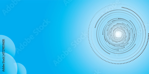 Abstract circle lines on light blue background. Geometric stripe line art design for poster, brochure, cover, website, header, web banner, victor.