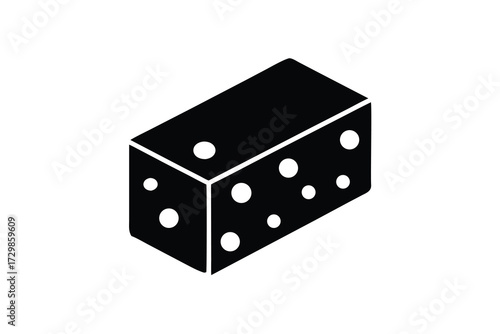 cheese block silhouette icon. Vector clipart black illustration design
