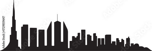 Dubai UAE Skyline Silhouette Vector Cityscape Architecture Travel Middle East