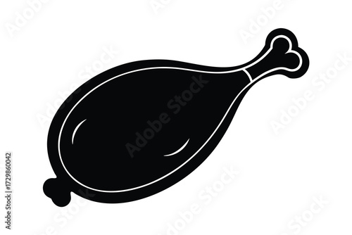 chicken leg silhouette icon. Vector clipart black illustration design