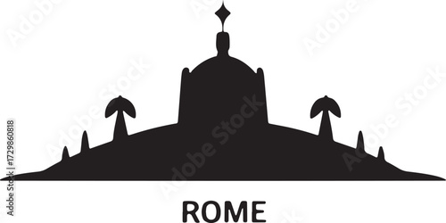 Simple Silhouette of Vatican City Architecture and Building Facade in Rome Italy