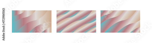 Beige Rose Brown and Turquoise Earth Tone Gradient Backgrounds with Abstract Wavy Fluid Design Pattern
