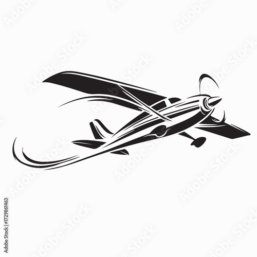 Biplane Retro Airplane Illustration Vintage Plane logo Vector on white background