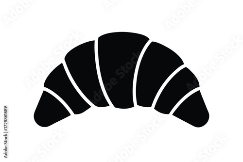 croissant silhouette icon. Vector clipart black illustration design