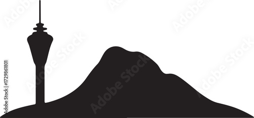 Silhouette Skyline of Stuttgart Germany Iconic Tower and Mountain Vector