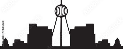 Dortmund Skyline Black Silhouette Against Checkered Background Vector Illustration
