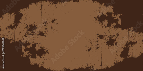 Papier peint The abstract grunge background is an old, inky vintage paper texture illustration with a floral pattern border for art and design