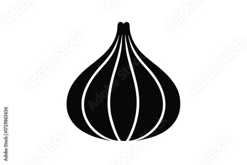 garlic silhouette icon. Vector clipart black illustration design