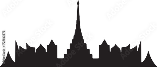 Temple Silhouette Vector Illustration with Transparent Backdrop