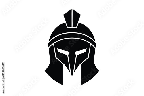 gladiator helmet silhouette icon. Vector clipart black illustration design