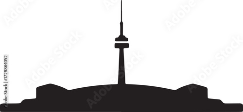 Toronto Skyline Silhouette Vector Illustration on Transparent Background