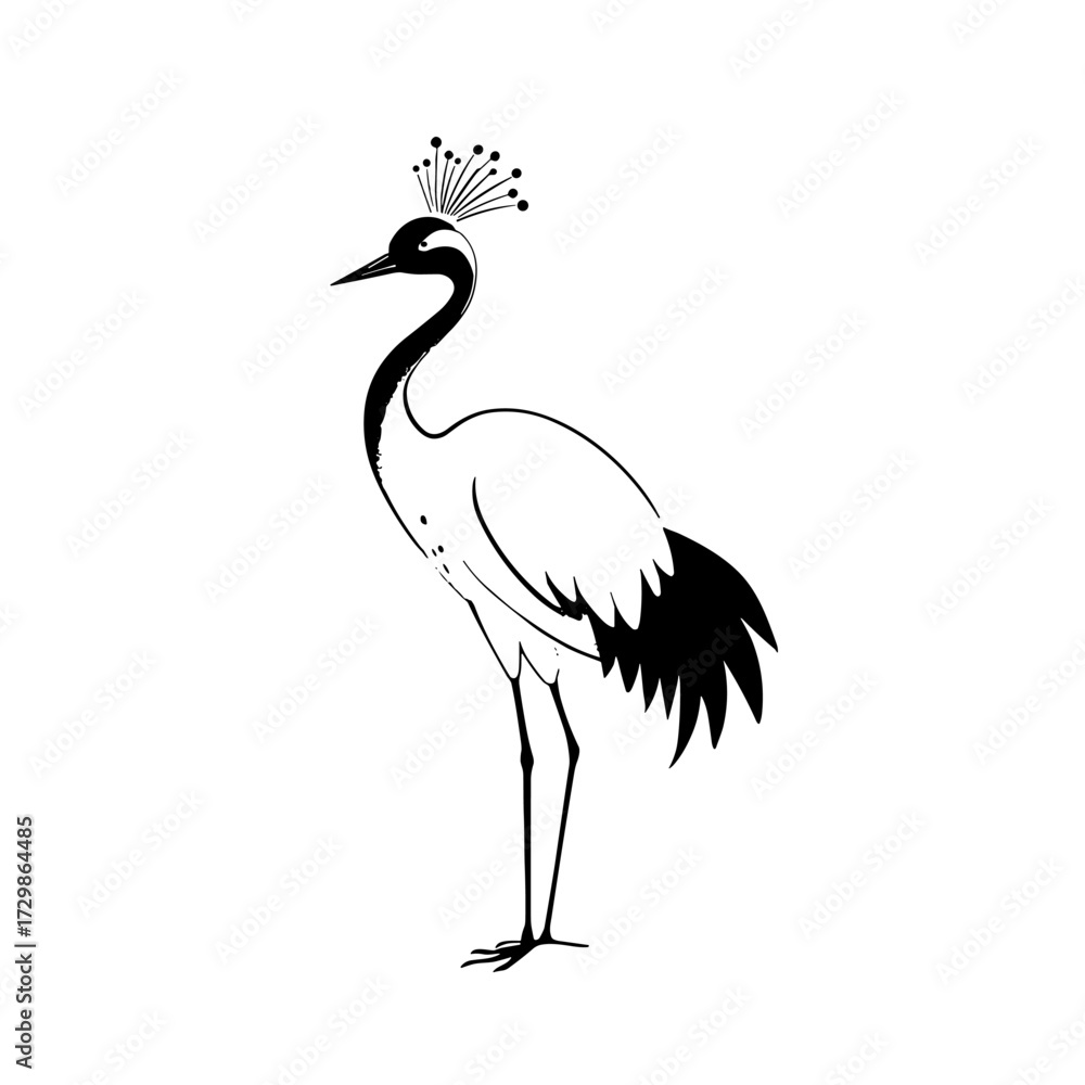 Obraz premium Crane. Crane simple black and white line art vector logo