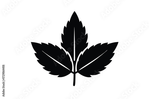 herb leaf silhouette icon. Vector clipart black illustration design