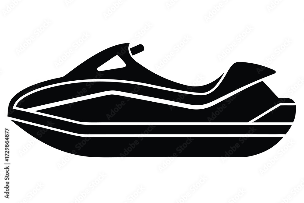Naklejka premium jet ski silhouette icon. Vector clipart black illustration design
