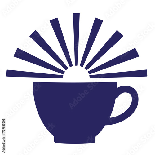 Sunrise over a coffee cup icon perfect for morning beverages and cafe branding