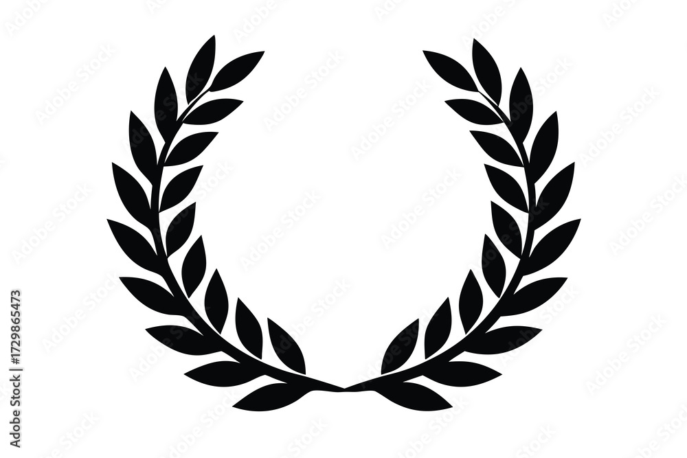 Obraz premium laurel wreath silhouette icon. Vector clipart black illustration design