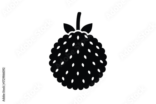 lychee silhouette icon. Vector clipart black illustration design