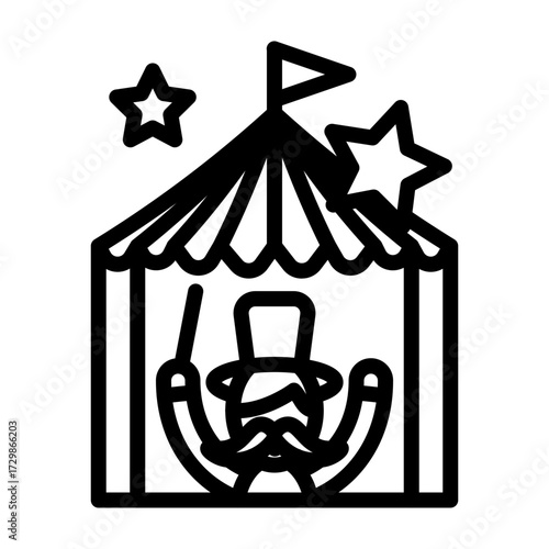 Circus Magician Vector Line Icon Design
