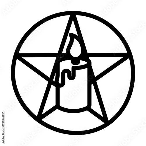 Enchanted Candle Vector Line Icon Design