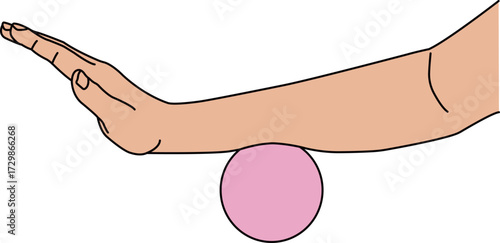 Massage Ball Exercise Series – Woman Using Massage Ball on Forearm Illustration